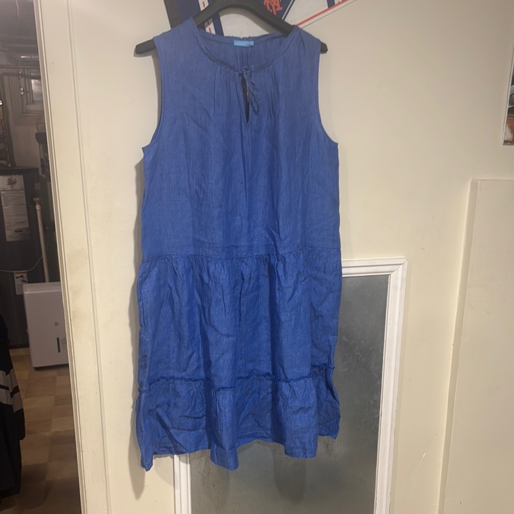 Blue Sleeveless Tiered Ruffle Sundress